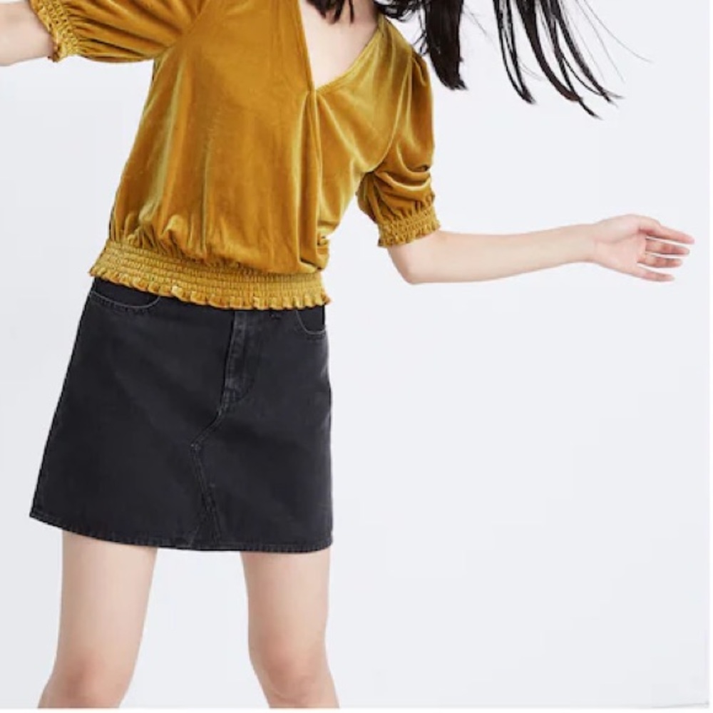 Madewell Velvet Smocked Crossover Top Small